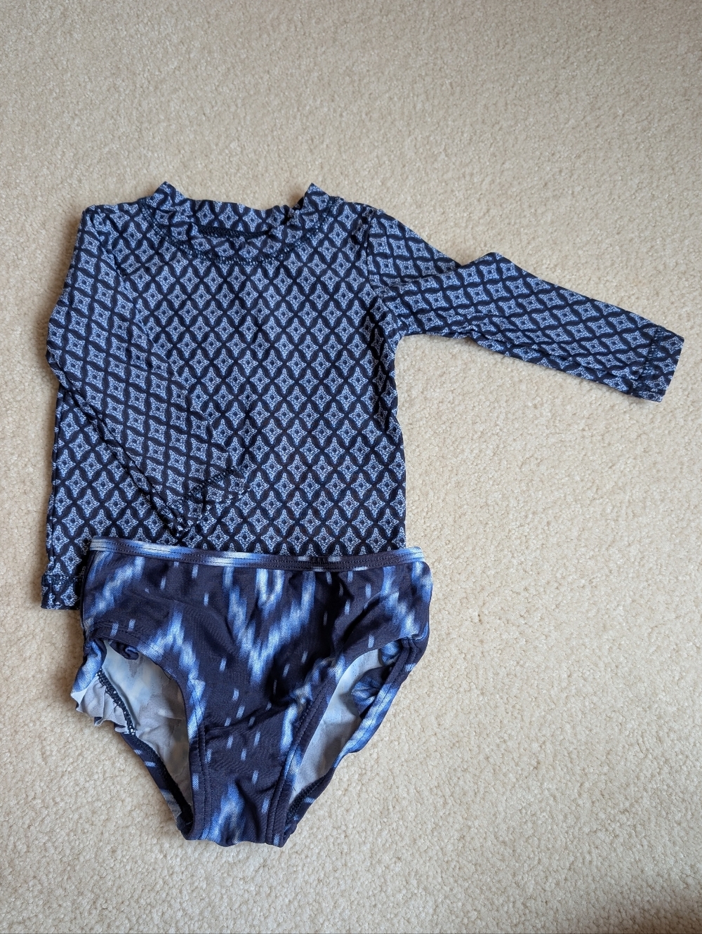 Carter's Navy and Light Blue Geometric Rash Guard And Bottoms